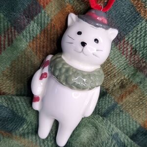Holiday Cat Ornament‎ with Candy Cane